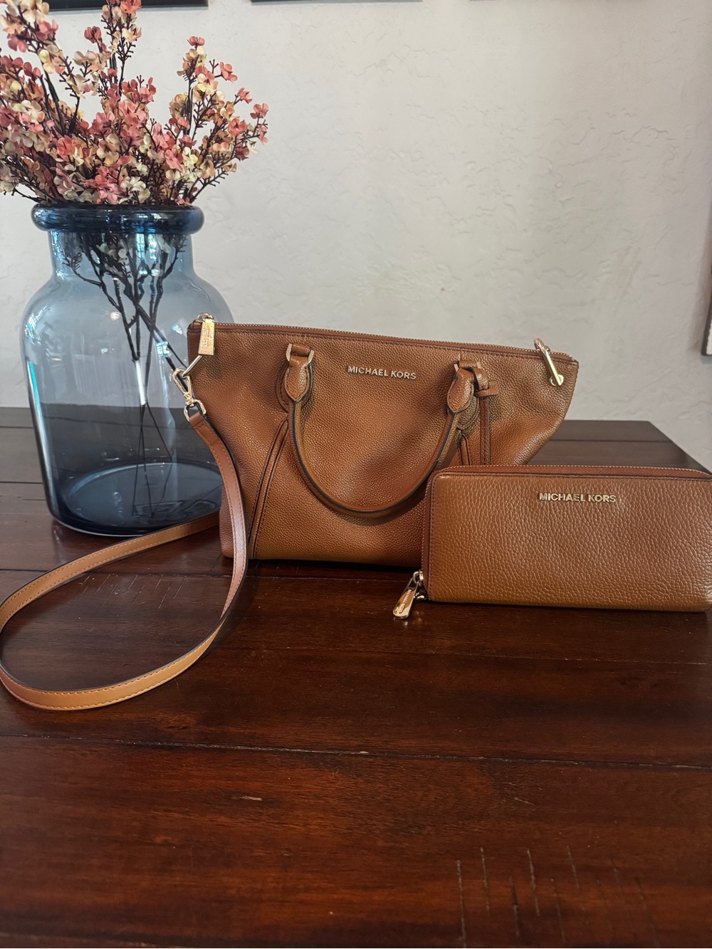 Michael Kors Brown Sierra Medium Satchel with Matching Wallet